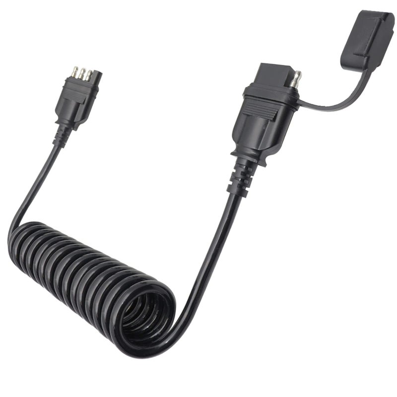 CARROFIX 4 Way Flat Trailer Wire Extension 6 FT Long Trailer 4 Pin Coiled Cable Wiring Harness with Male & Female Connector - Image 1